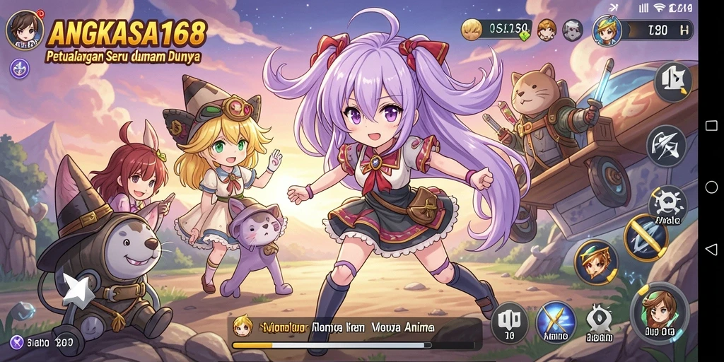 Tampilan gameplay seru dengan karakter anime yang mengagumkan.