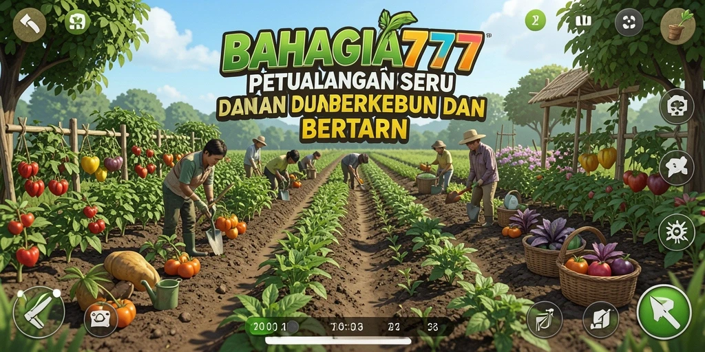 Gameplay menarik dalam BAHAGIA777 menunjukkan aktivitas berkebun yang menyenangkan.