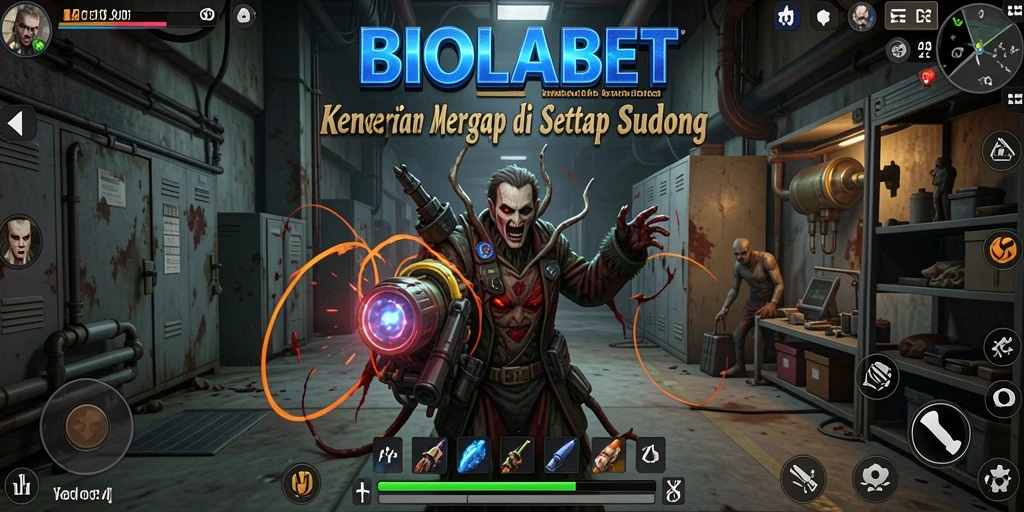 Tampilan gameplay BIOLABET yang menyeramkan dan penuh ketegangan.