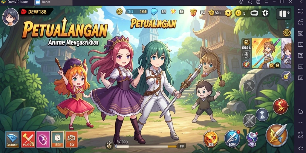 Tangkapan layar gameplay DEWI188 dengan karakter anime yang menarik.