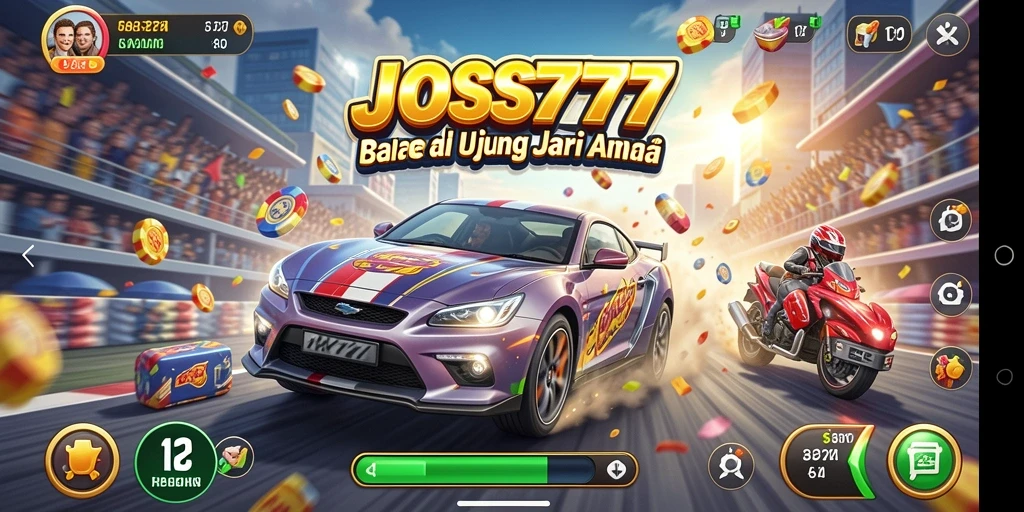 Tampilan gameplay JOSS777 yang memukau dan penuh aksi balapan.