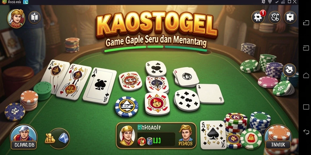 Tampilan menarik gameplay Gaple dalam KAOSTOGEL.