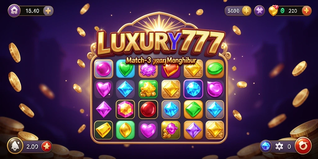 Screenshot gameplay LUXURY777 yang menunjukkan aksi mencocokkan elemen.