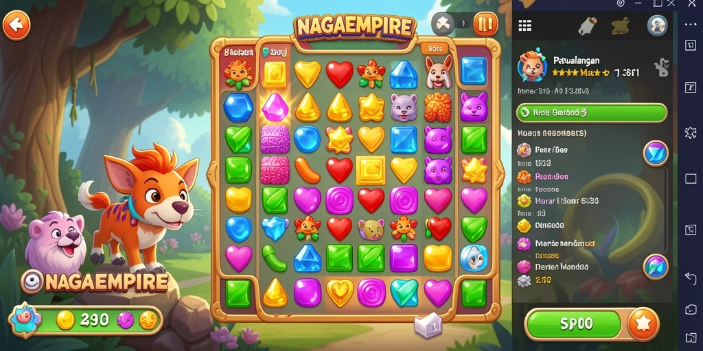 Gameplay seru NAGAEMPIRE dalam aksi Match-3.
