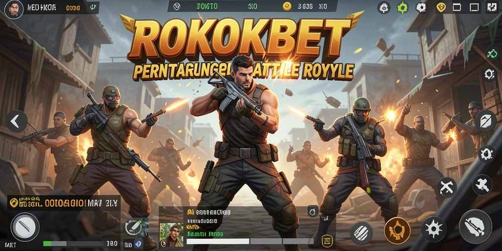 Screenshot gameplay ROKOKBET dengan aksi seru Battle Royale.