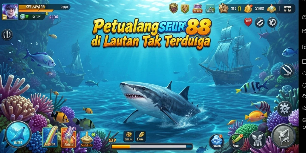 Tampilan gameplay <strong>SELAYAR88</strong> saat menjelajah pulau dengan kapal.