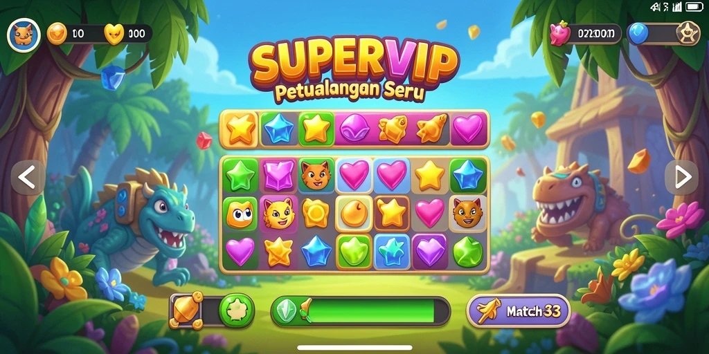 Tampilan gameplay seru dan menantang dalam SUPERVIP.